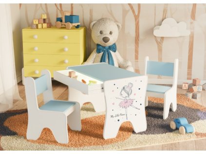 Dětský stolek s šuplíkem + 1 křeslo - baletka
