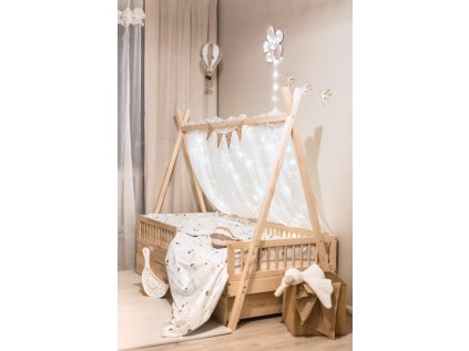 Dětská postel Teepee 140x80 cm s šuplíkem, přírodní