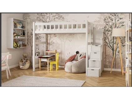 Vyvýšená postel se schody Jůlinka