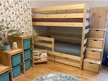 Patrová postel se schody Minka 140x200/200x90 cm