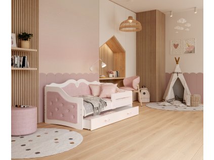 Dětská postel Lili - růžová s krystalky