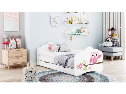 Dětská postel Tobík - růžova sovička
