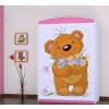 Třídveřová šatní skříň SZ09 Happy - medvídek s květinou