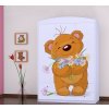 Třídveřová šatní skříň SZ09 Happy - medvídek s květinou