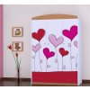 Třídveřová šatní skříň SZ09 Happy - srdce na balónkách