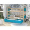 Poschoďová postel Matouš - přírodní / modrá