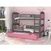 Poschoďová postel Matouš - šedá / růžová