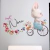 i3065 27854 wall sticker with a name bunny with flowers lg