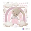 i4081 65194 sticker above crib for little girl bunny with pink rainbow lg