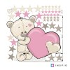 i4078 44878 wall sticker for baby girl teddy bear with name on pink heart lg