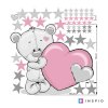 i4055 11228 wall decal for girls teddy bear with a pink heart and name lg