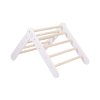 Dětský dřevěný žebřík trojúhelník Pikler s domečkovým potahem bílý, potah růžový6