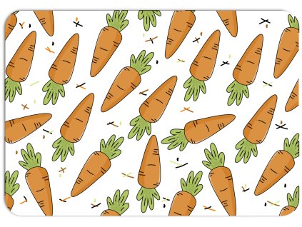 motiv barevných kreslených mrkví na bílém podkladu