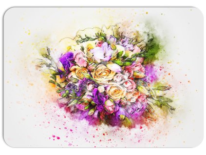 Barevné prostírání na stůl s realistickým motivem růží v akvarelovém stylu, omyvatelné PVC, rozměr 43 x 30 cm