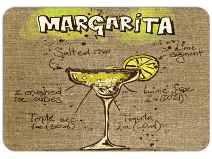 Prostírání na stůl s motivem koktejlu Margarita, detailní ilustrace