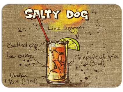 Prostírání na stůl s motivem koktejlu Salty Dog na texturovaném pozadí