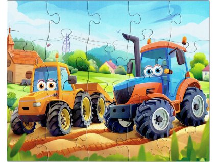 Dětské puzzle dinosauři v džungli složené, 20 dílků, rozměr 25 x 20 cm