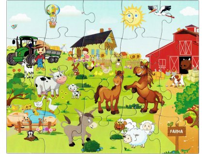 dětské puzzle veselá zvířátka na farmě složené puzzle 20 dílků