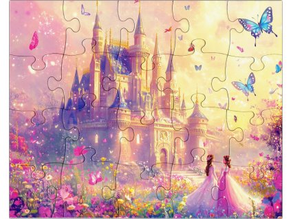 Dětské puzzle kouzelný zámek a princezny – pohádkový motiv, 20 dílků