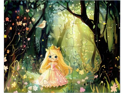 Dětské puzzle Lesní princezna 20 dílků – pohádkový les s princeznou