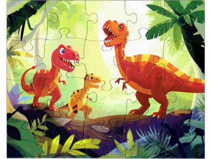 Dětské puzzle dinosauři v džungli 20 dílků ilustrace