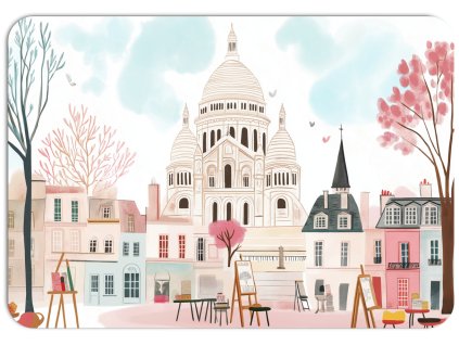 Valentýnské prostírání Paříž Montmartre s bazilikou Sacré-Cœur