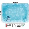 vánoční prostírání 43 x 30 cm s ilustrací sněhuláka, zimních stromů a vloček