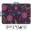 Prostírání s barevnými květinami na tmavém podkladu, omyvatelný PVC materiál.