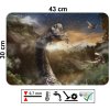 Prostírání na stůl s motivem dinosaura v džungli, rozměry 43x30 cm, PVC materiál o síle 0,7 mm, snadno omyvatelné, mechanicky odolné, ideální pro dětské stolování.