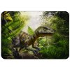 Prostírání s realistickým motivem dinosaura Velociraptora v džungli, detailní a barevný design.