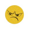 korkové podtácky na stůl s potiskem nažloutlého emotikonu s naštvaným výrazem