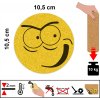 Korkový podtácek na stůl s potiskem emotikonu s úsměvem – rozměr 10,5 x 10,5 cm, mechanicky odolný, ekologický výrobek