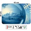 PVC vánoční prostírání 43 x 30 cm s elegantním motivem zamrzlé krajiny v kouli, snadno omyvatelné a odolné