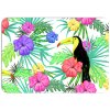 Barevné PVC prostírání s motivem tropických květin a tukanem.