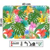 Prostírání s tropickými květy a listy, rozměr 43 x 30 cm, omyvatelný a mechanicky odolný materiál.