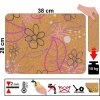 Korkové prostírání na stůl s rozměry 38 x 28 cm, s květinovým vzorem v růžových a fialových odstínech