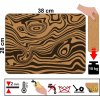 Korkové prostírání na stůl 38 x 28 cm s motivem dřevěných linií v černém provedení, vyrobené z přírodního korku