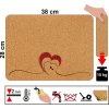 Korkové prostírání na stůl 38 x 28 cm s motivem dvou srdcí v červené a černé linii, ekologický výrobek