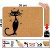 Korkové prostírání na stůl 38 x 28 cm s motivem elegantní černé kočky a dekorativních prvků