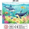Dětské puzzle delfíni pod mořem s vyznačeným rozměrem 25 x 20 cm a informací 20 dílků