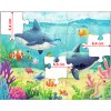 Detail dílků dětského puzzle delfíni pod mořem, velikost jednotlivých dílků