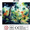 Dětské puzzle dinosauři v džungli 25 x 20 cm, infografika s počtem 20 dílků a upozorněním 0–3