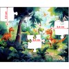 Detail dílků dětského puzzle dinosauři v džungli, velikost jednotlivých dílků pro děti