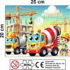 Dětské puzzle stavební auta 25 x 20 cm, infografika s počtem 20 dílků a upozorněním 0–3