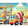 Dětské puzzle stavební auta na stavbě složené, 20 dílků, rozměr 25 x 20 cm