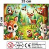Dětské puzzle zvířátka v lese 25 x 20 cm, infografika s počtem 20 dílků a upozorněním 0–3