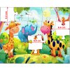 Detail dílků dětského puzzle safari zvířátka, velikost jednotlivých dílků