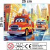 Dětské puzzle hasičská auta 25 x 20 cm, infografika s počtem 20 dílků a označením CE
