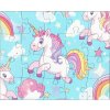 Dětské puzzle duha a jednorožci složené, 20 dílků, rozměr 25 x 20 cm