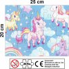 Dětské puzzle jednorožci a hvězdy 25 x 20 cm, infografika s počtem 20 dílků a upozorněním 0–3